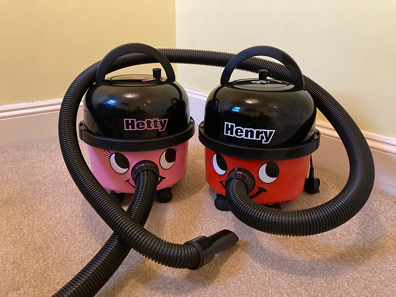 The Henry and Hetty vacuum cleaners side by side